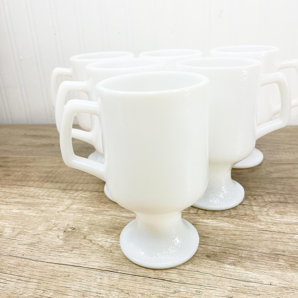 Vintage Anchor Hocking White Glass Drinking Glass Set of 6